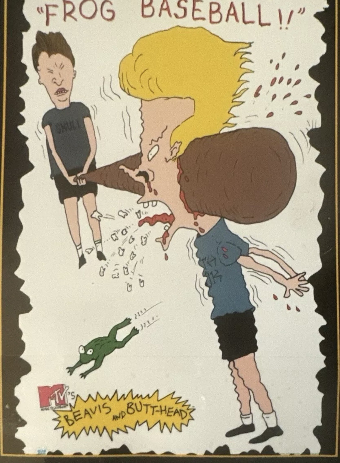 RARE!! 1993 Beavis and Butthead Frog Baseball Vintage OSP Poster 23”x35” SEALED