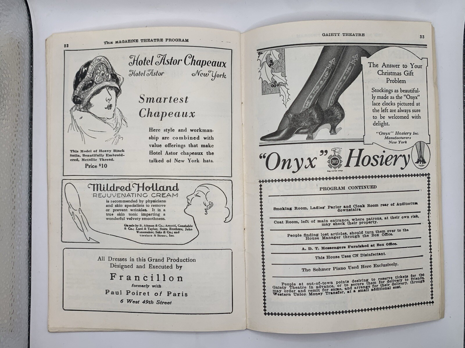 Gaiety Theater Theater Program Magazine Early 1900’s- Amazing Ads, Fashion