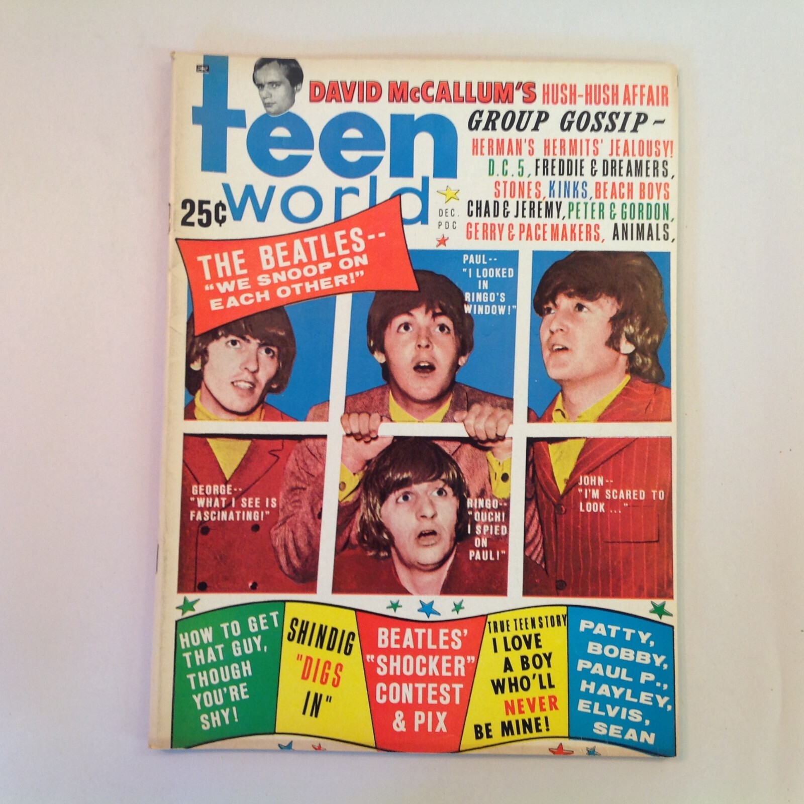 Vtg Dec 1965 Teen World Beatles Shocker Contest Pix We Snoop on Each Other JPGR