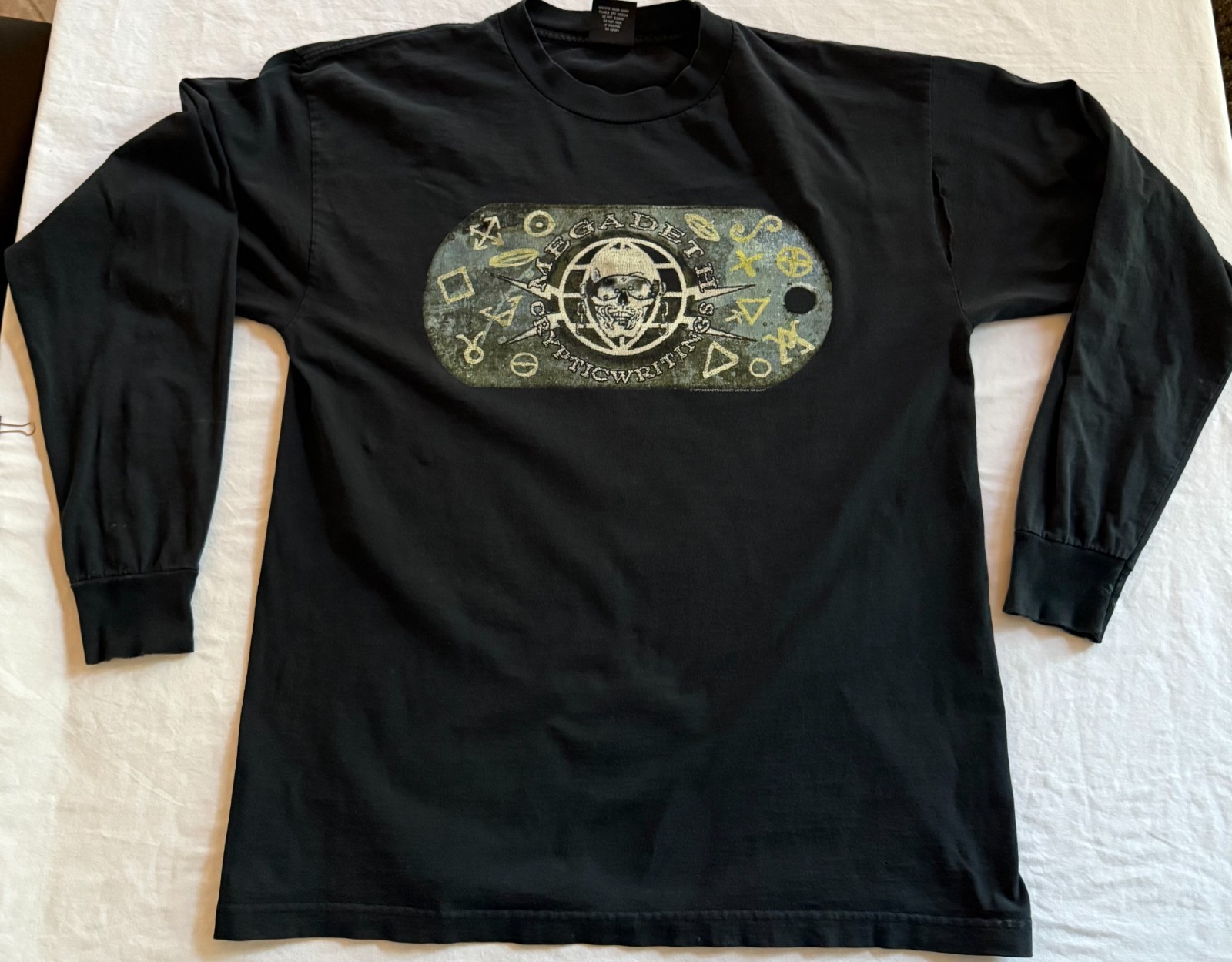 Vintage 1997 Megadeth Cryptic Writings World Tour Long Sleeve Shirt XL Giant