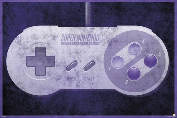 SUPER NINTENDO CONTROLLER ORIGNAL 24X36 POSTER VIDEO GAMES SNES CLASSIC VINTAGE