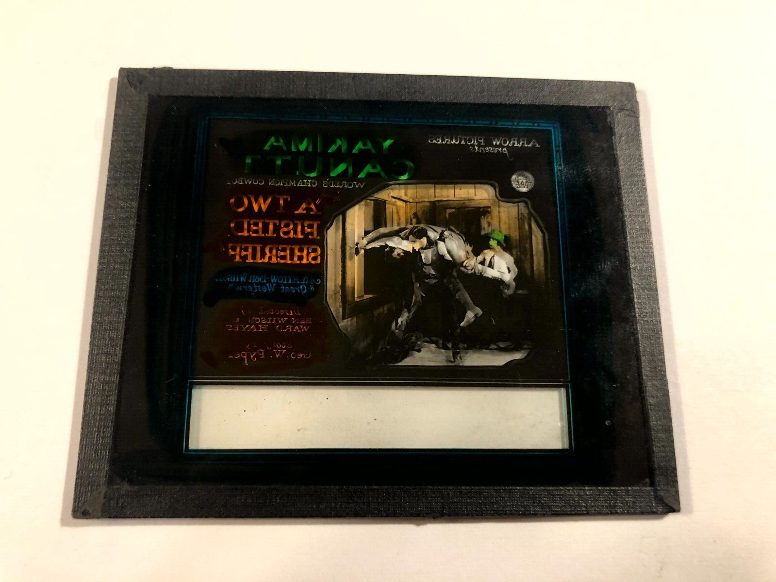Yakima Canutt Two Fisted Sheriff Very Rare Magic Lantern Glass Movie Slide ’25