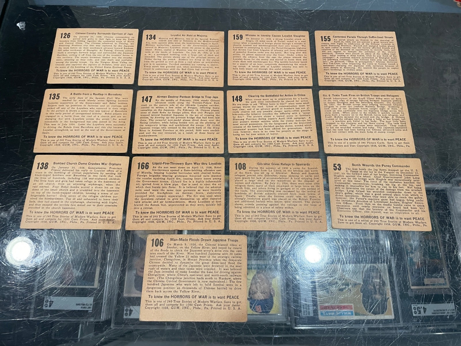 1938 HORRORS OF WAR 13 NON SPORTS TRADING CARD LOT EX