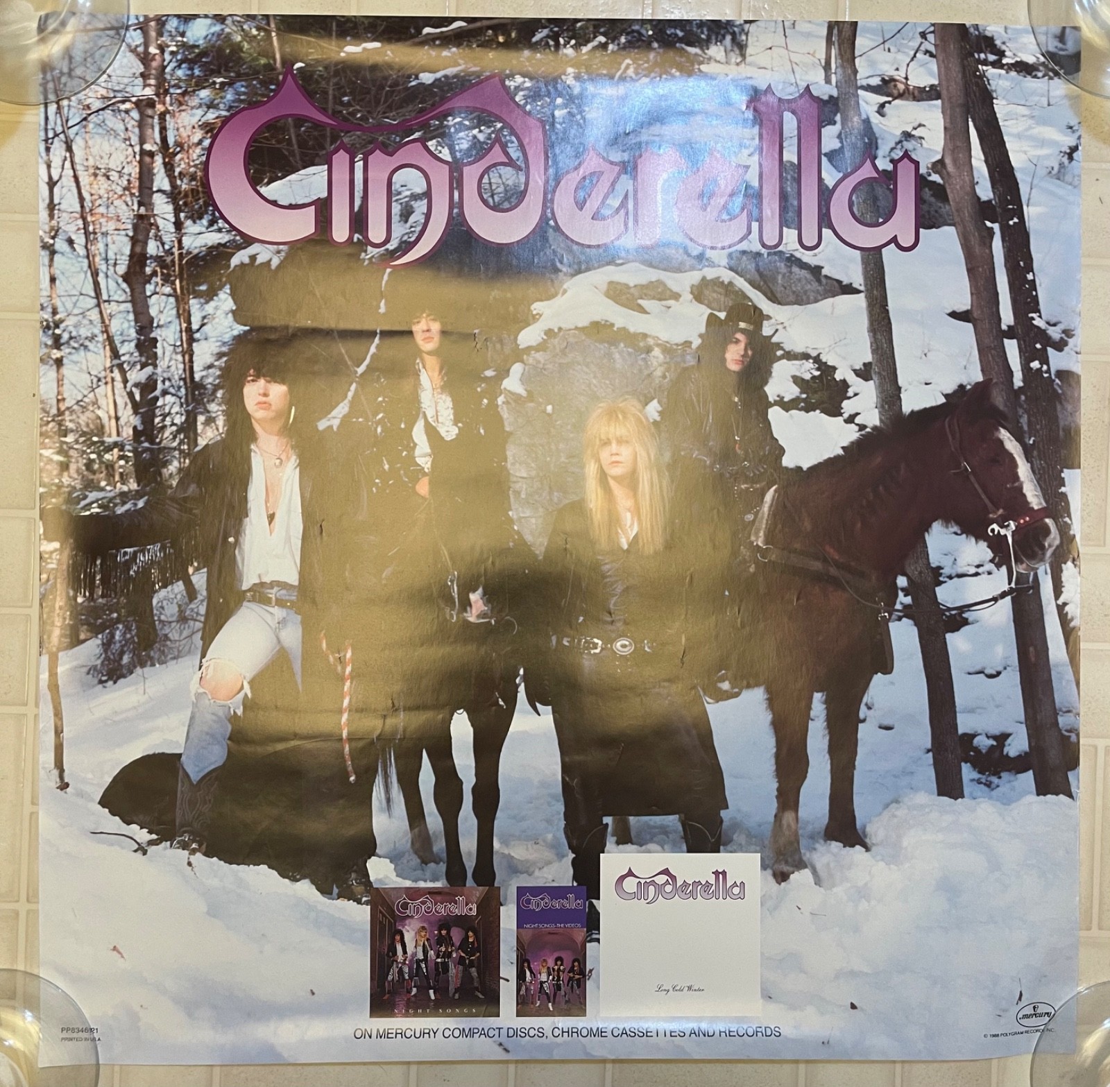 Cinderella – Long Cold Winter – Promo Poster 1988 – 24” X 24” – Tom Keifer