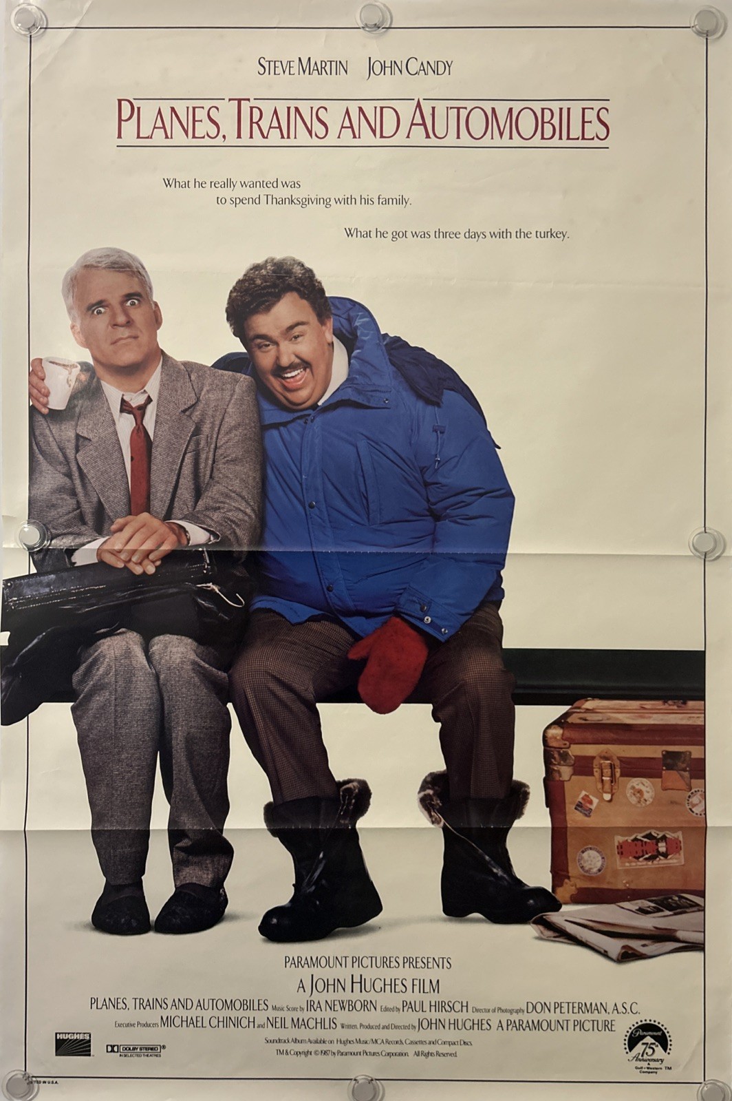 PLANES, TRAINS AND AUTOMOBILES Original One Sheet Movie Poster 1987 – JOHN CANDY