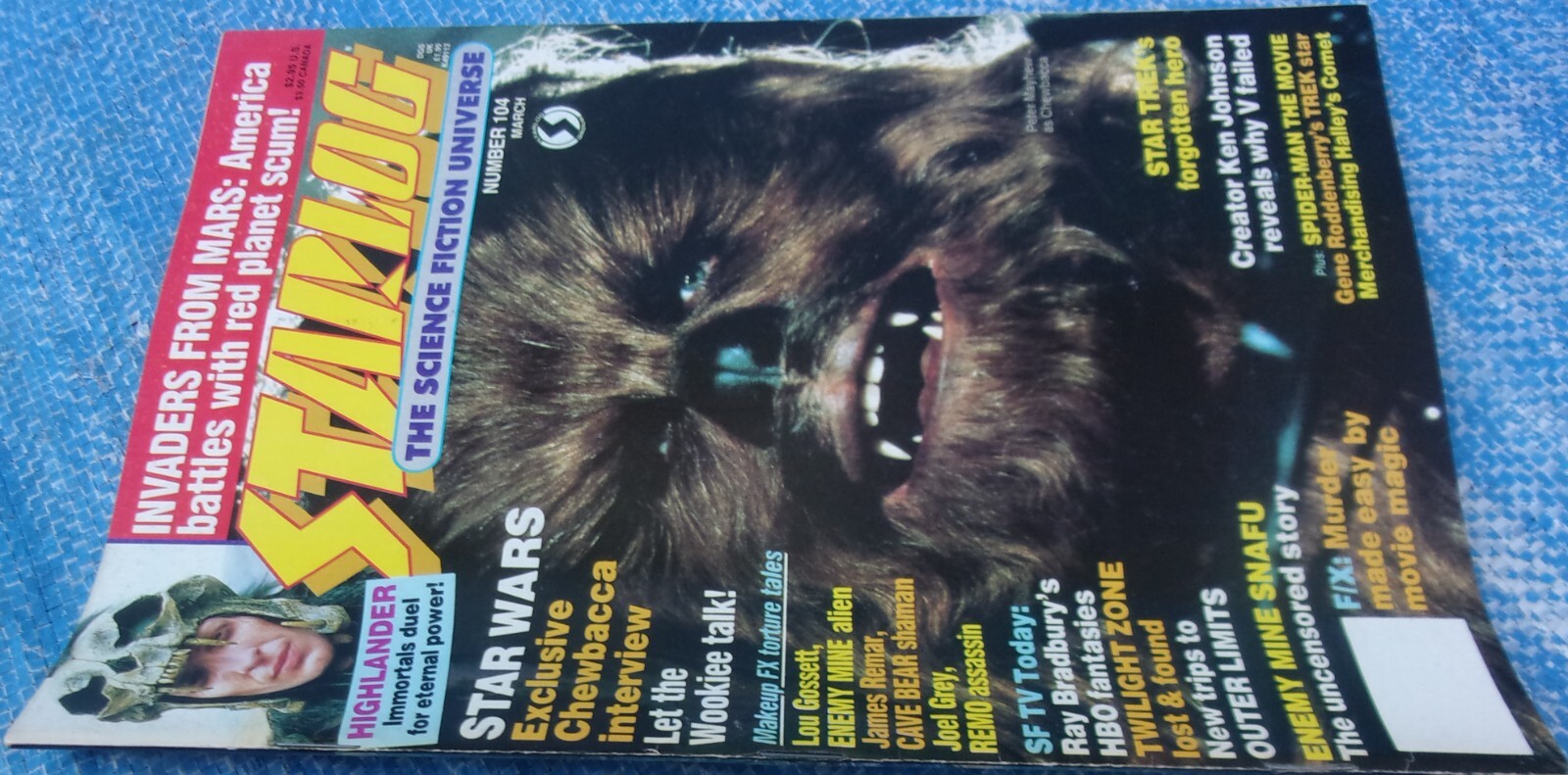 Starlog Magazine #104 1986 Star Wars Chewbacca Spider-Man The Movie Highlander