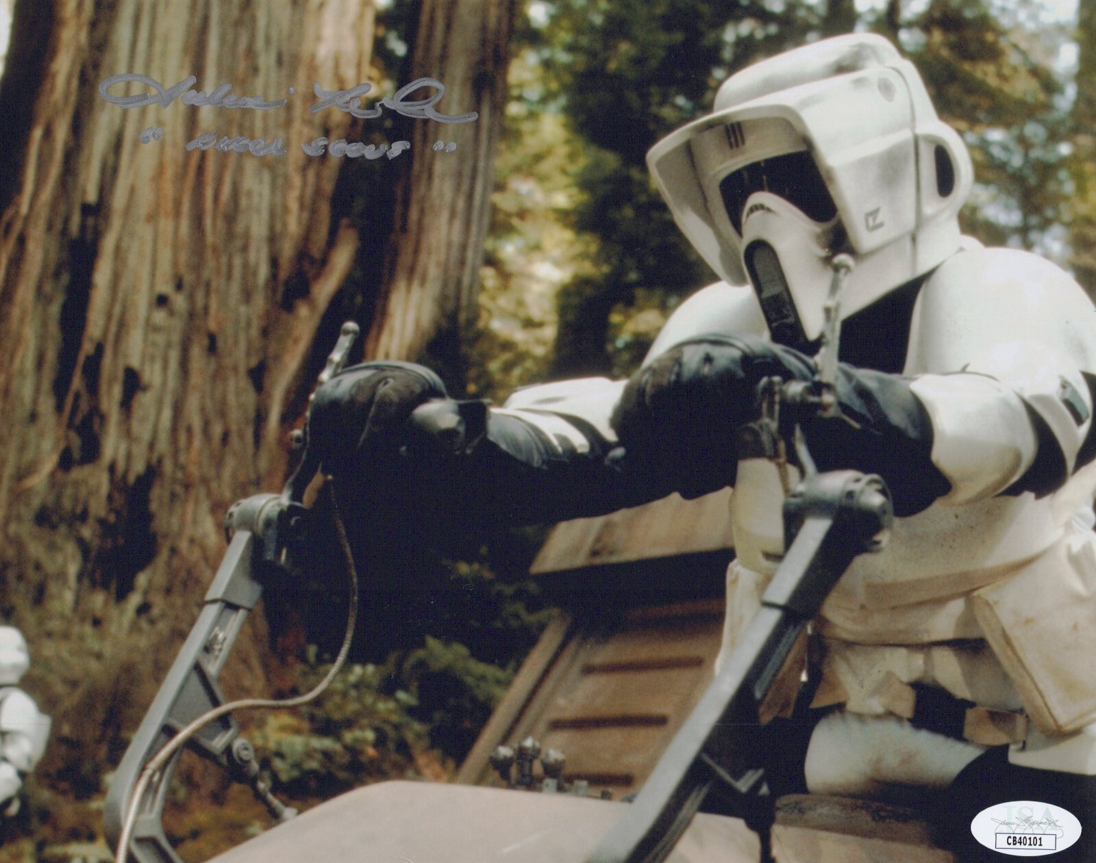 Star Wars- Julius LeFlore signed Biker Scout 8×10 photo JSA COA