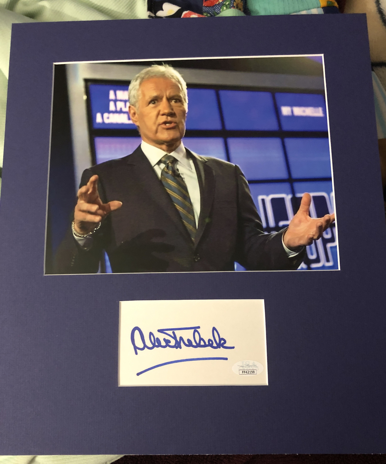 Jeopardy Alex Trebek signed Cut Matted With Jsa Authentication Legend