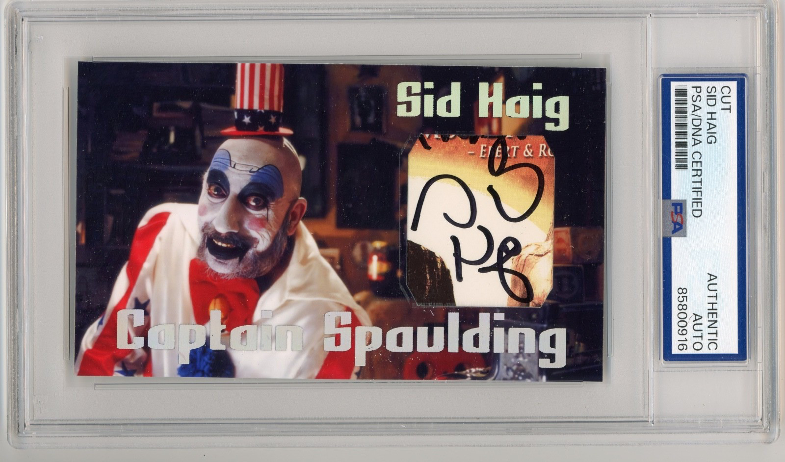 Sid Haig Signed Cut Custom Captain Spaulding 3×5 Card PSA Slab Slabbed AUTO