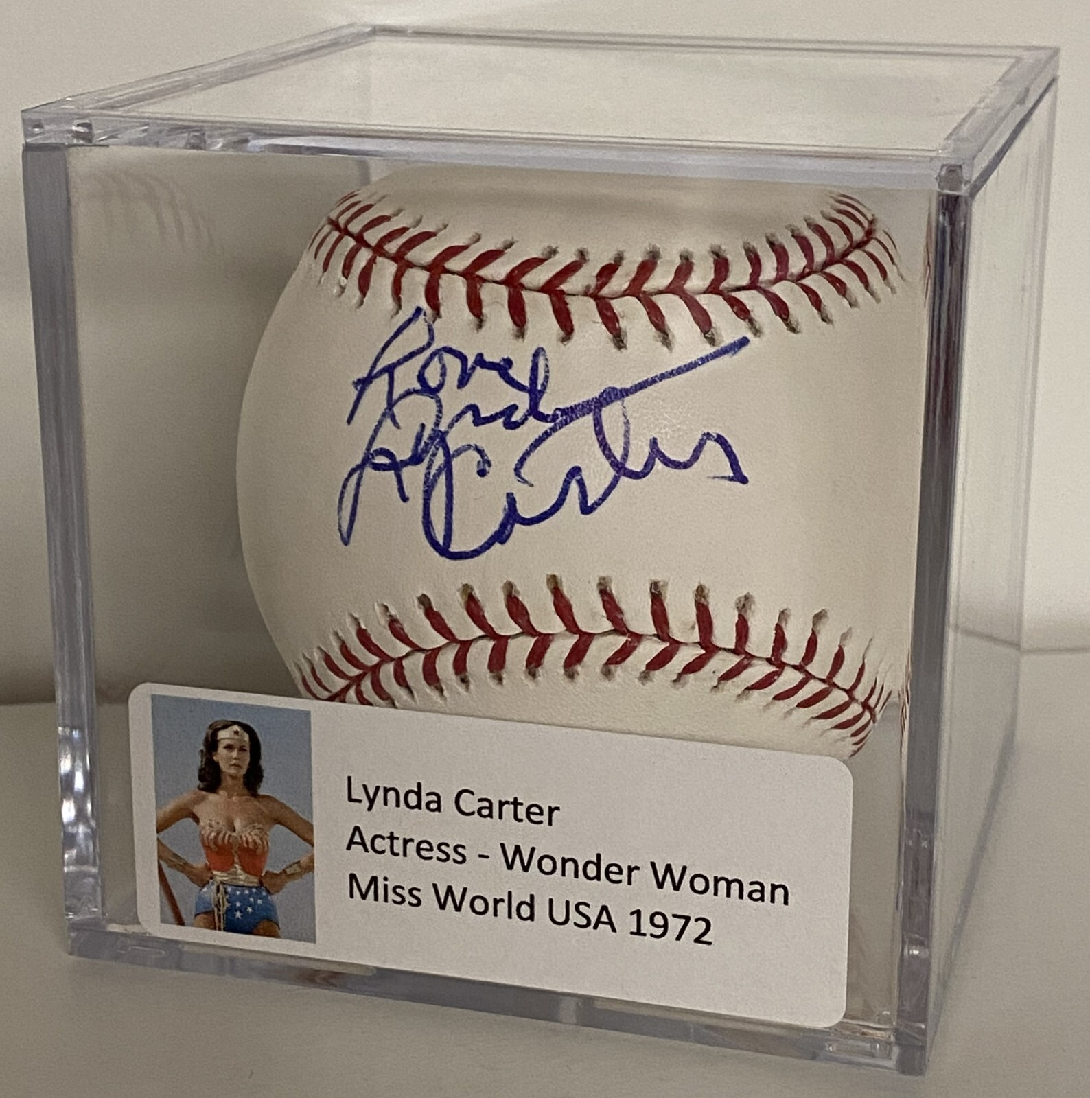 Lynda Carter Signed MLB Major League Baseball Auto Actor Actress Wonder Woman