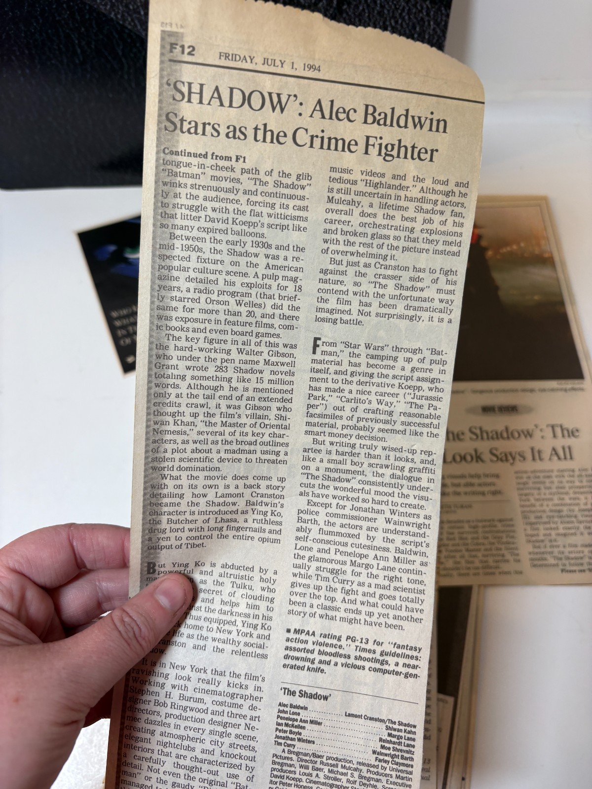 Vintage Movie The Shadow 1994 Press Kit Booklet and Newspaper Ads Alec Baldwin