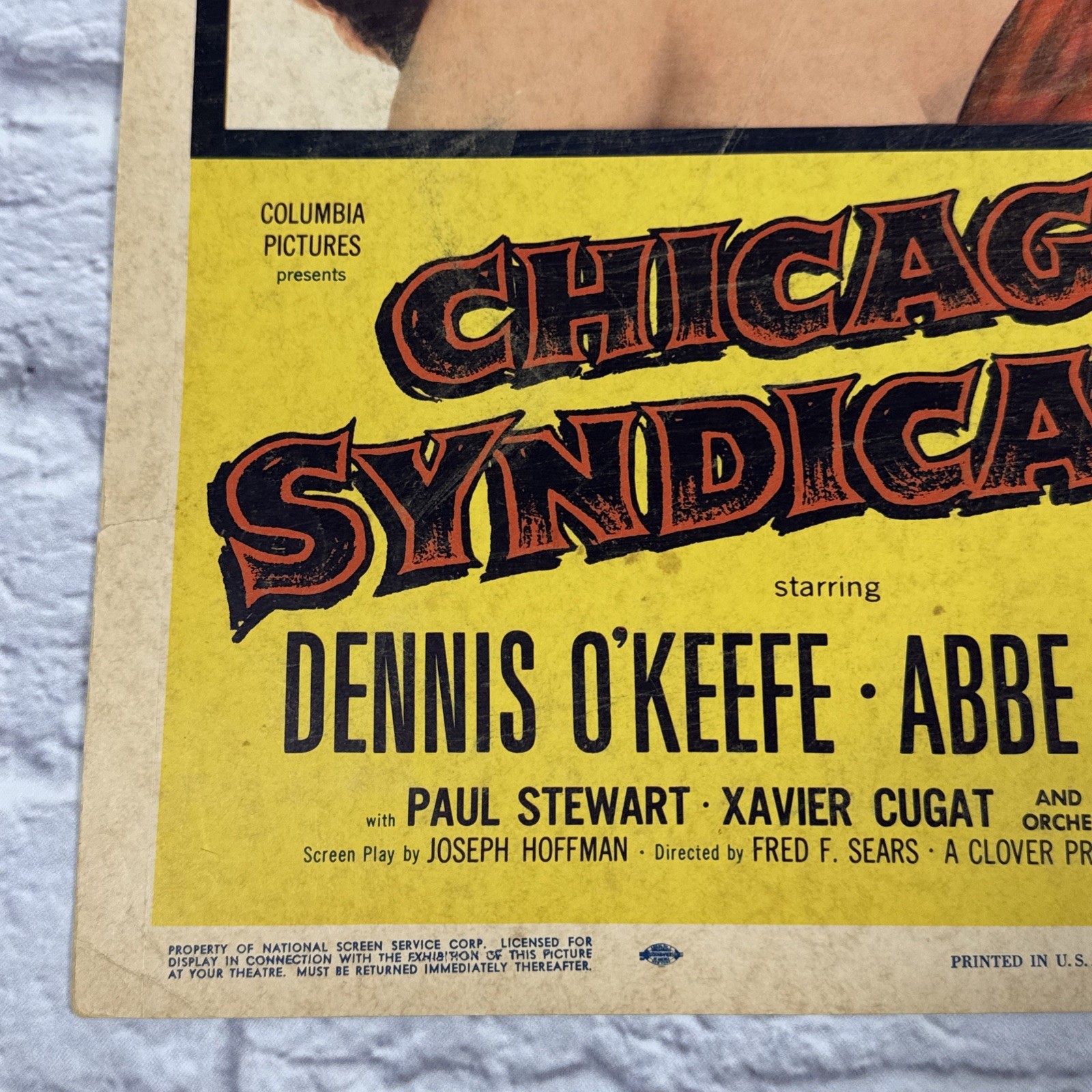 Vintage Chicago Syndicate 1955 Window Card Dennis O’Keefe Abbe Lane Movie Poster