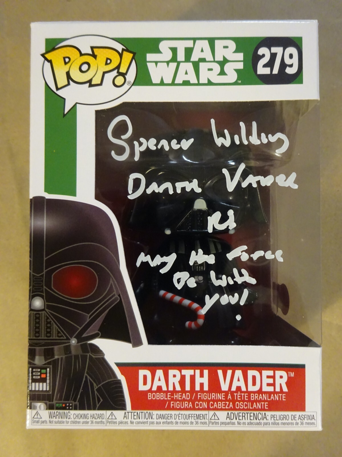 Signed Spencer Wilding Autographed Star Wars Darth Vader #279 Funko Pop BAS COA