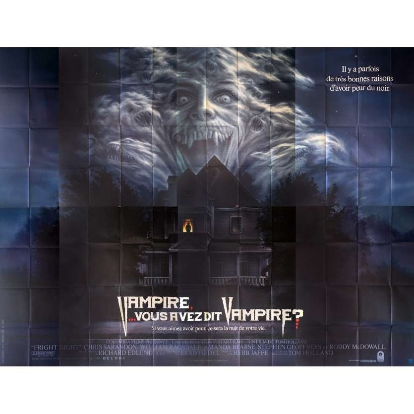 FRIGHT NIGHT SUPER RARE HUGE 8 PANEL FRENCH MOVIE POSTER BILLBOARD 10′ X 13′