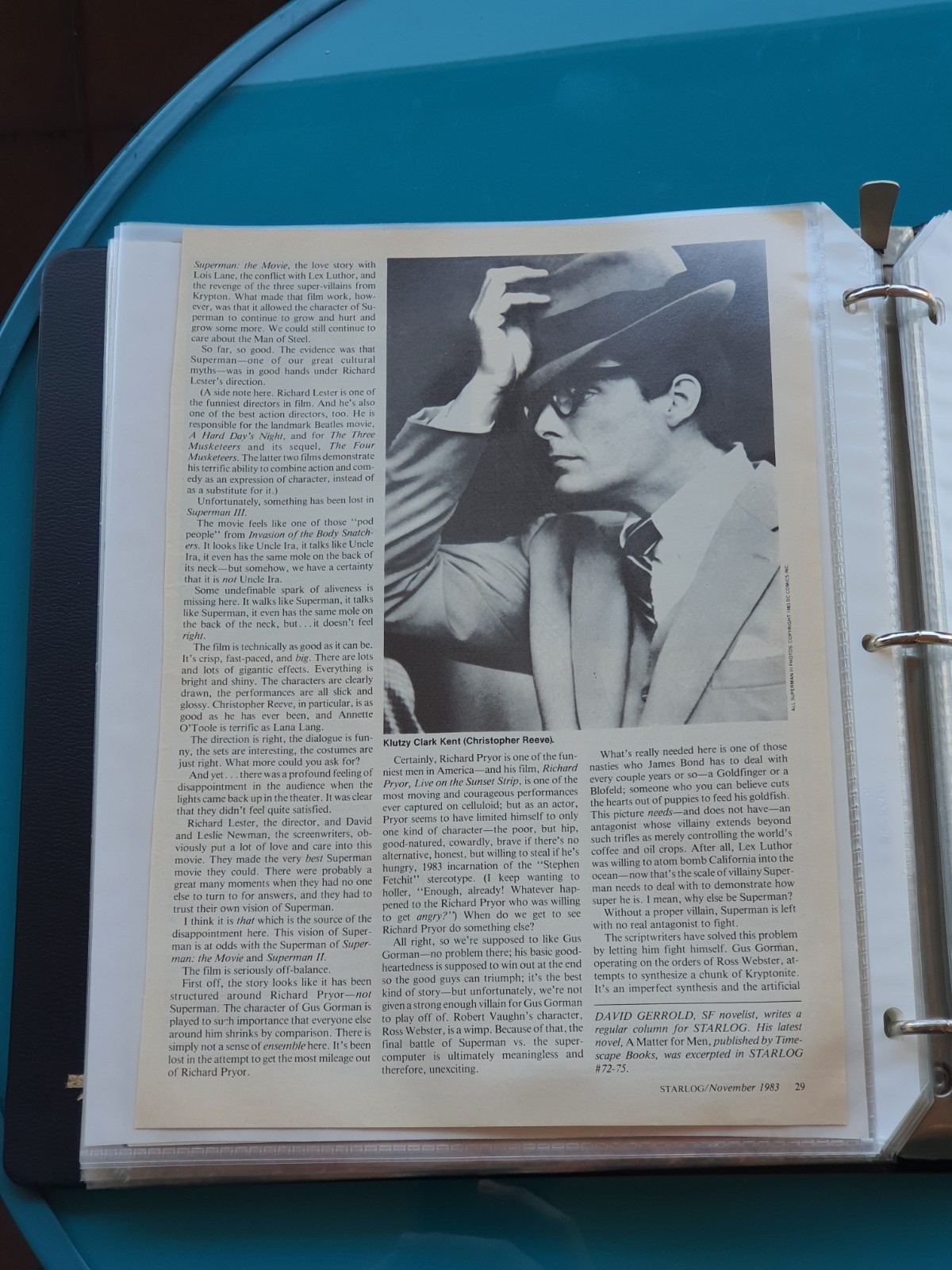 🟢 Christopher Reeve Superman III Starlog Magazine Clipping 1983 Vintage Pryor