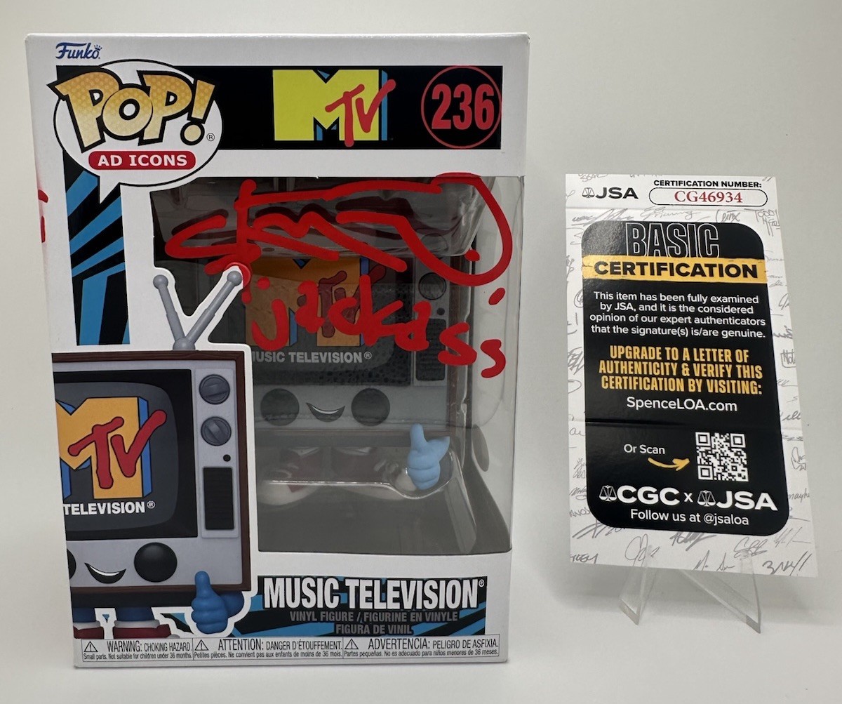 STEVE-O SIGNED MTV MUSIC TELEVISION FUNKO POP W/ JACKASS INSCRIPTION JSA COA