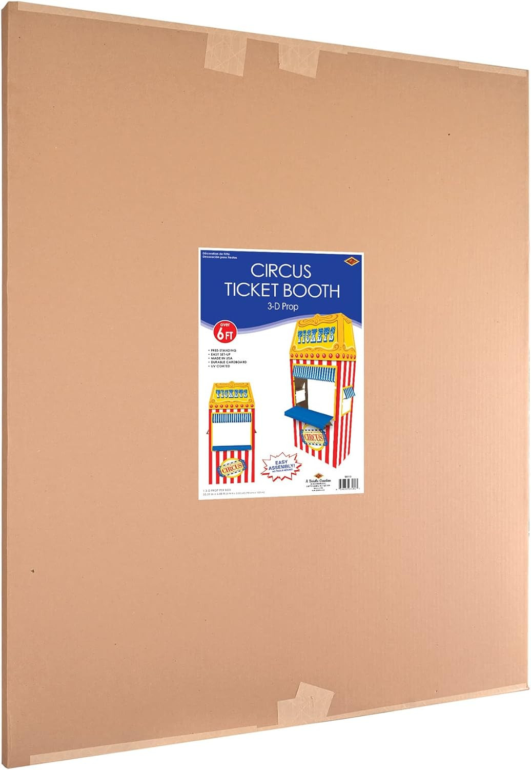 3-D Circus Ticket Booth Prop – Large Cardboard Carnival Standee with Classic Mar