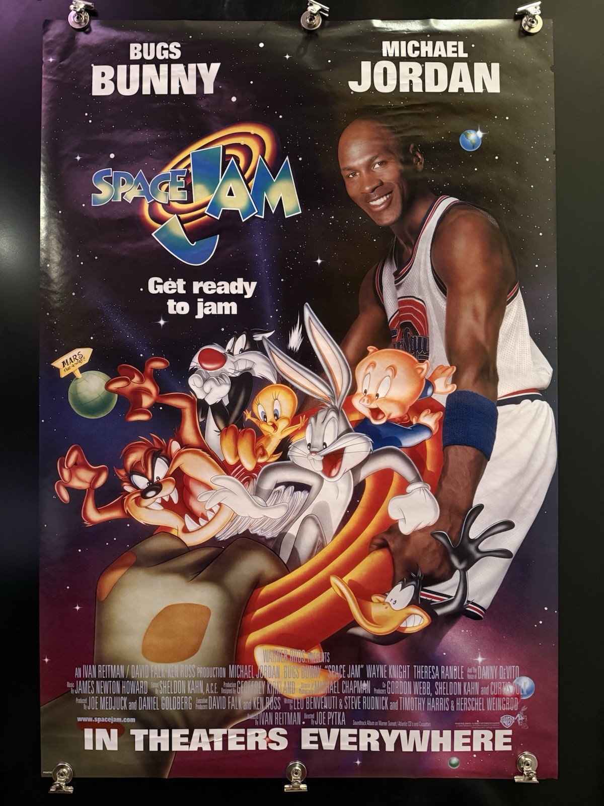 Original Space Jam Michael Jordan Movie Poster 27” X 40” SS Warner Bros Bugs