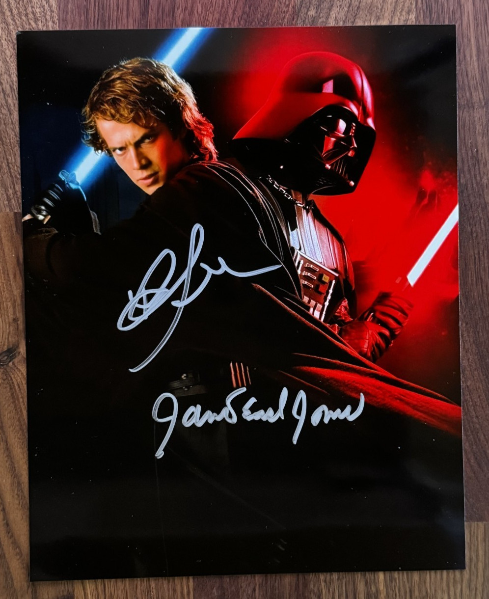 JAMES EARL JONES + HAYDEN CHRISTENSEN Star Wars Signed 8×10 Autograph + COA
