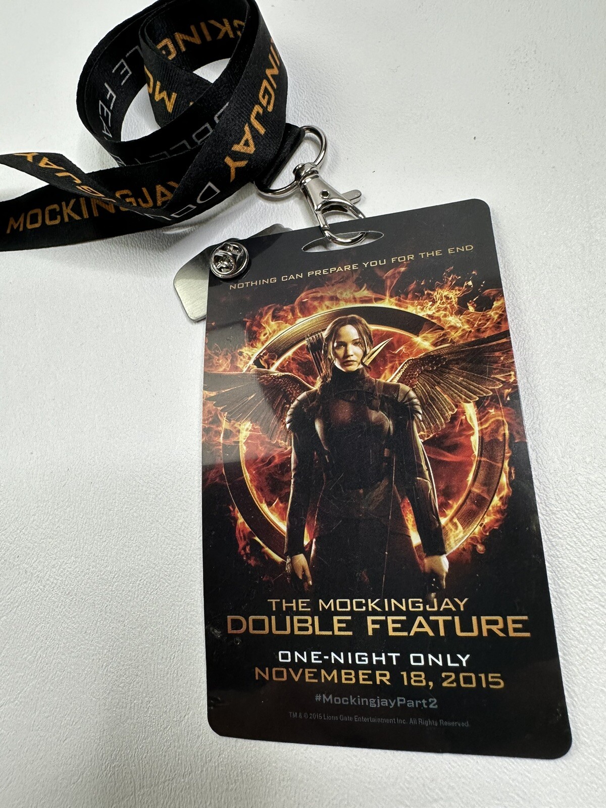 Hunger Games The Mockingjay Part 2 Double Feature Promo Lanyard 3 Finger Pin