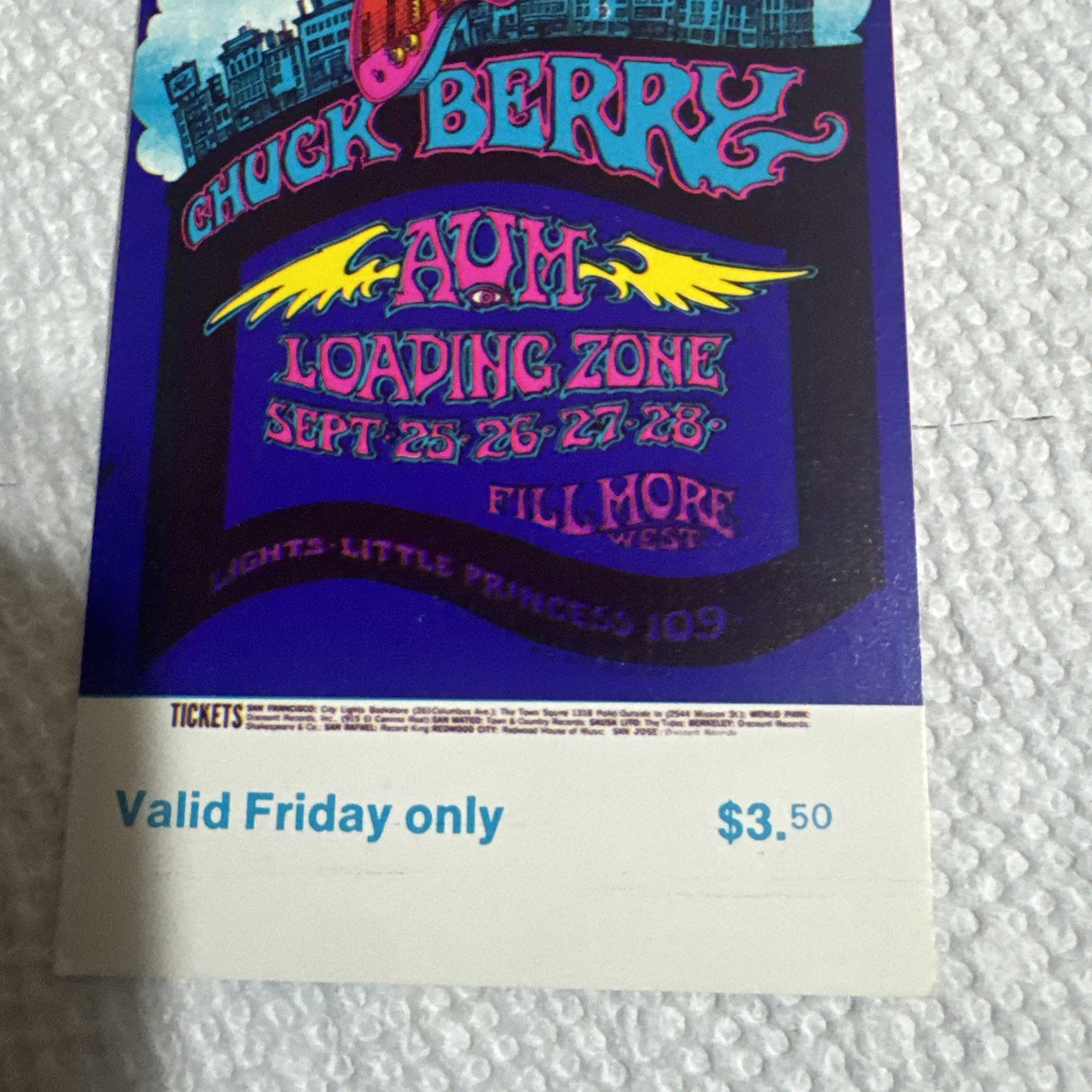 Bill Graham Fillmore West Card BG-193 Chuck Berry AUM Loading Zone