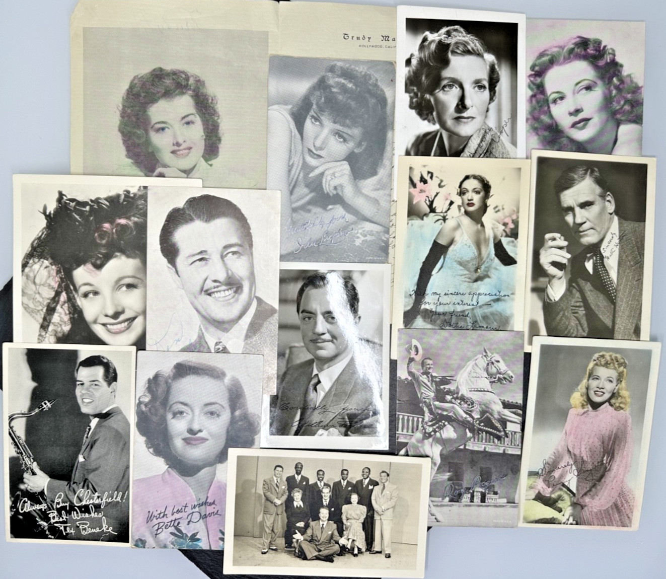 14 VINTAGE B & W PROMOTIONAL IMAGES / POSTCARDS OF CELEBRITIES M870