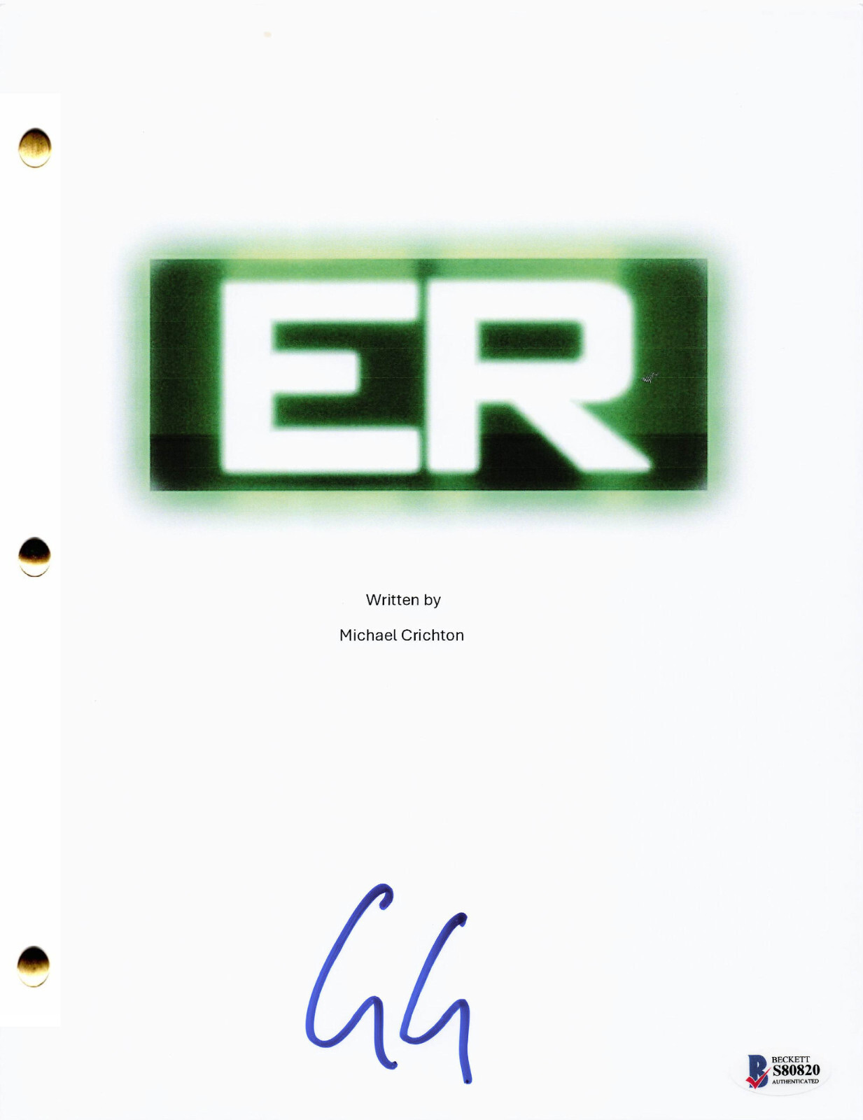 GEORGE CLOONEY SIGNED AUTOGRAPH ER PILOT FULL SCRIPT BECKETT BAS