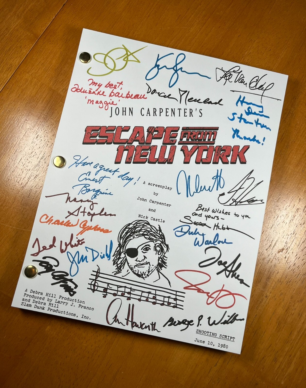 Escape From New York Script Signed- Autograph Reprints- 122 Pgs- Snake Plissken