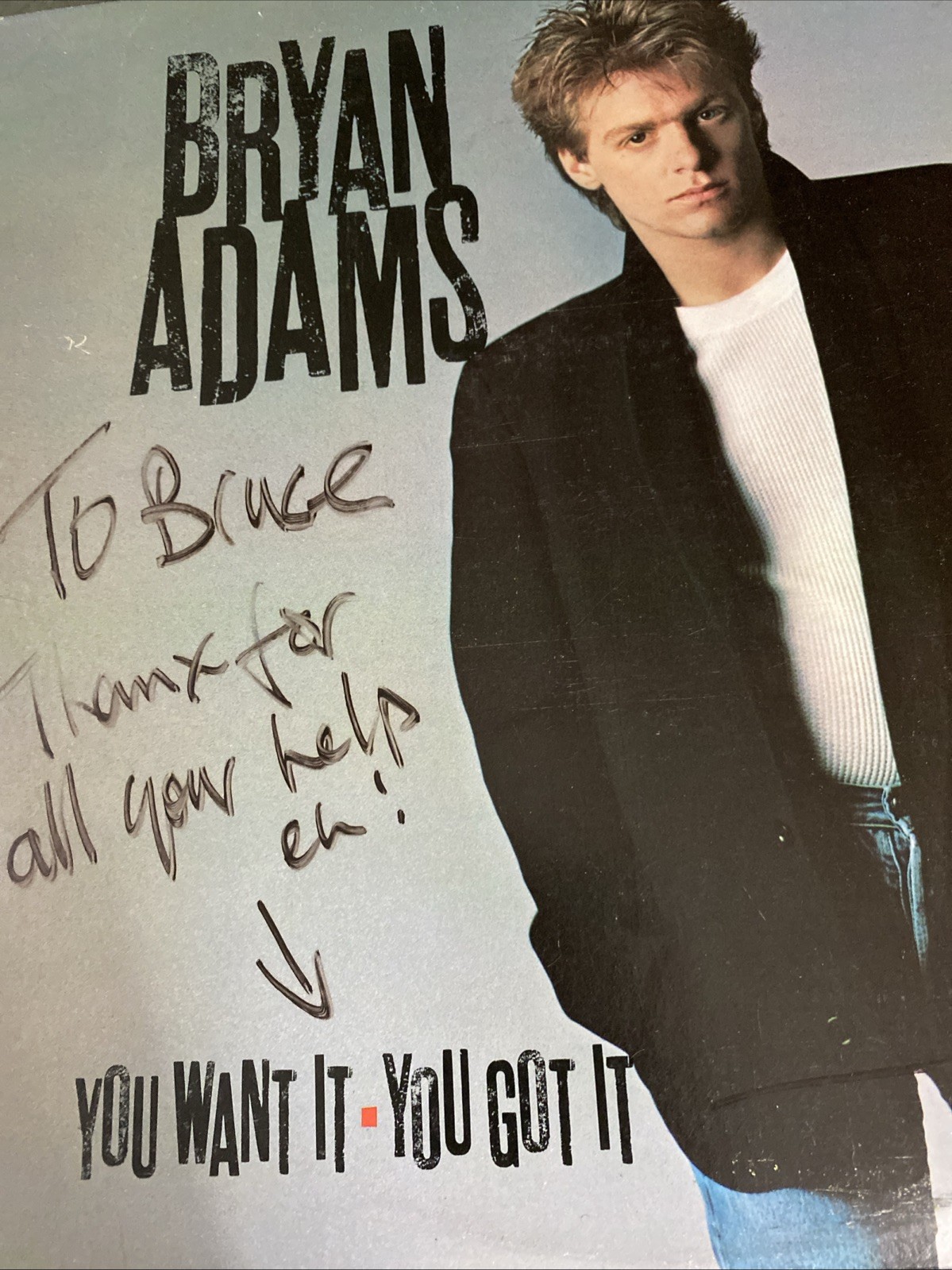 Bryan Adams signed / Autographed Vinyl LP You Want It You Got It