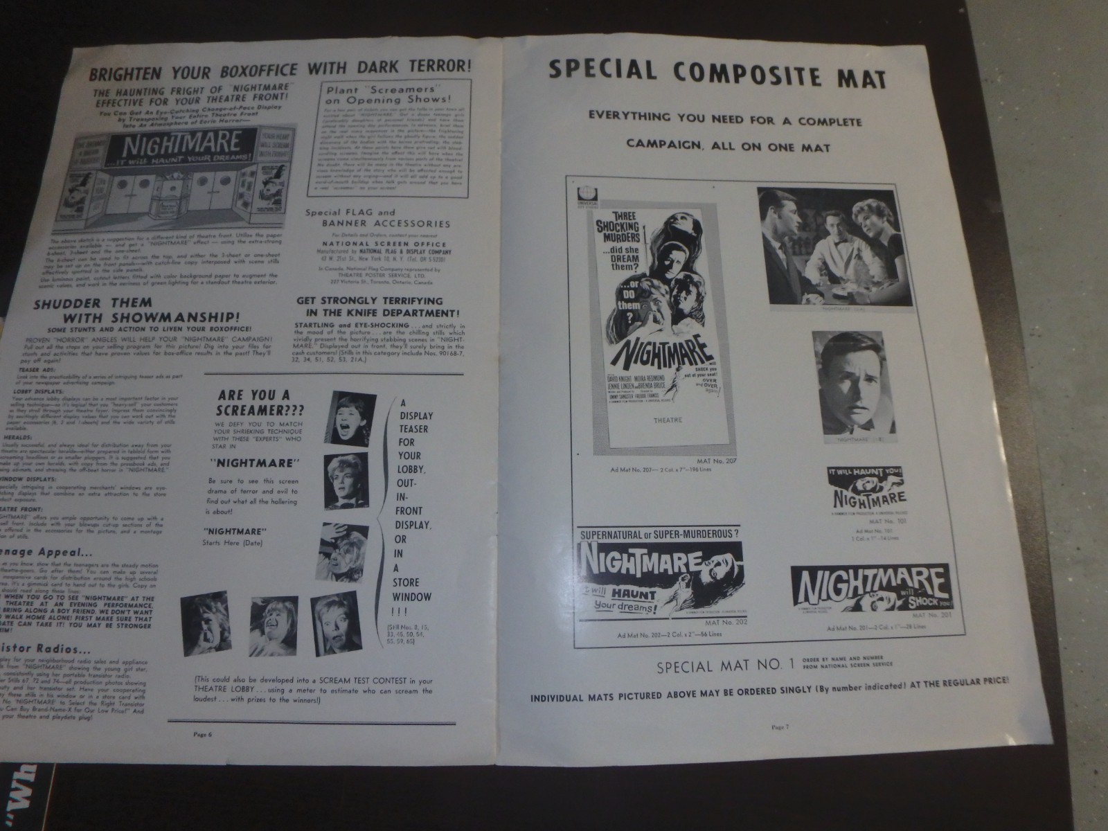 “CURSE OF THE MUMMY’S TOMB/NIGHTMARE” 1964 ORIGINAL PRESS BOOK SET!