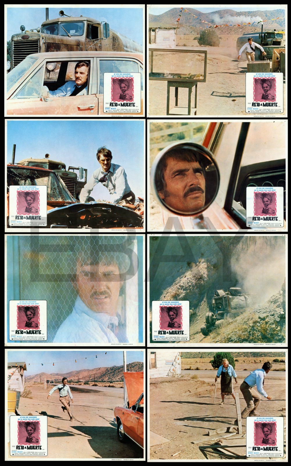 DUEL (1972) – Dennis Weaver – Vintage 11×14 lobby set 8 – Spielberg’s 1st film!