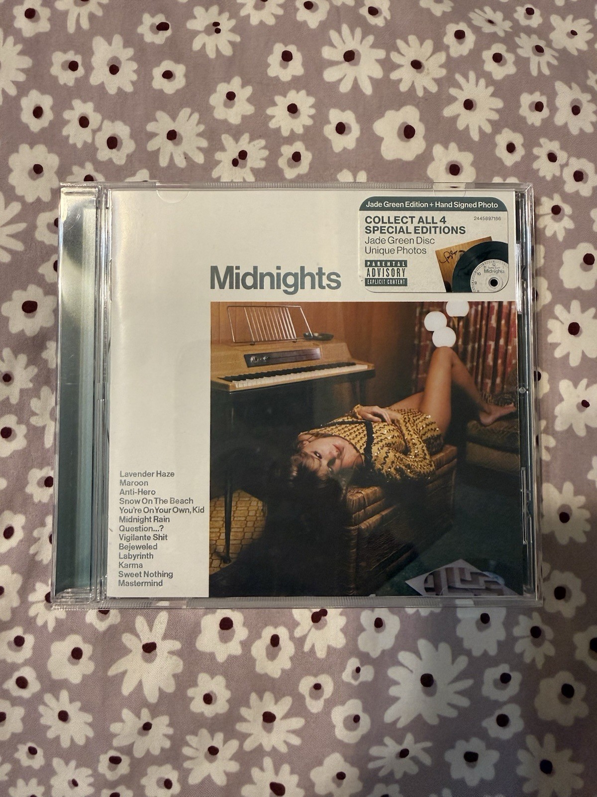Taylor Swift Midnights Signed Jade Green CD & Insert WITH HYPE STICKER