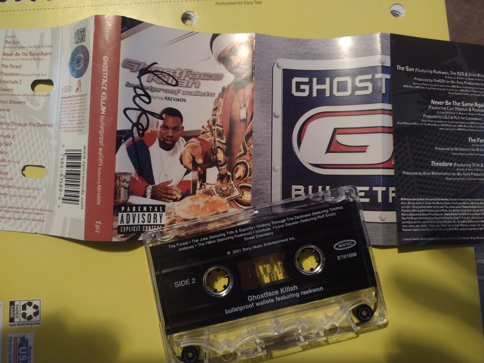 Ghostface Killah Bulletproof Wallets Cassette. *AUTOGRAPHED BY RAEKWON *Beckett