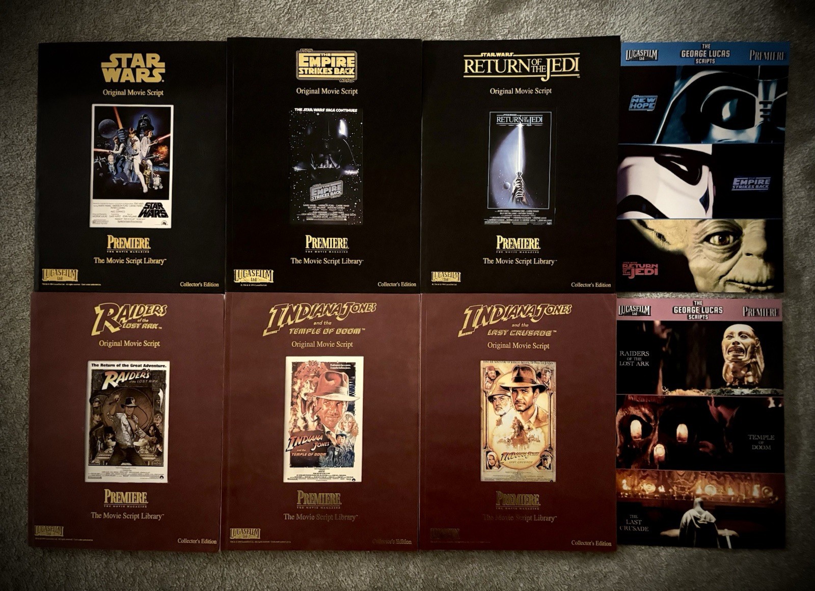 Lucasfilm™ STAR WARS INDIANA JONES ORIGINAL TRILOGY Movie Script VINTAGE SET