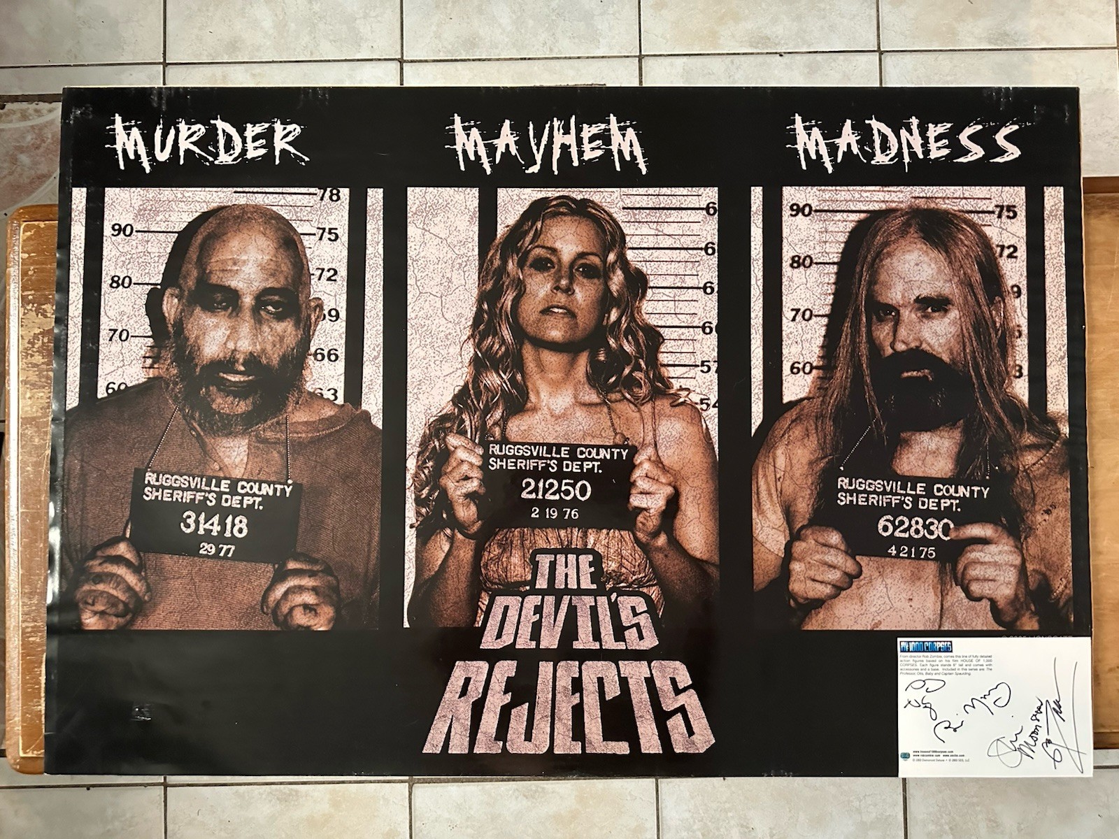 The Devils Rejects Poster. Signed Rob Zombie, Sheri Moon, Bill Mosley, Sid Haig