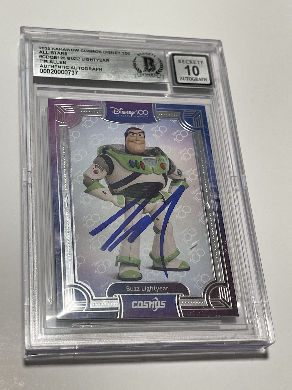 Tim Allen Signed Buzz Lightyear Kakawow Cosmos Disney Card Slabbed Beckett IP a