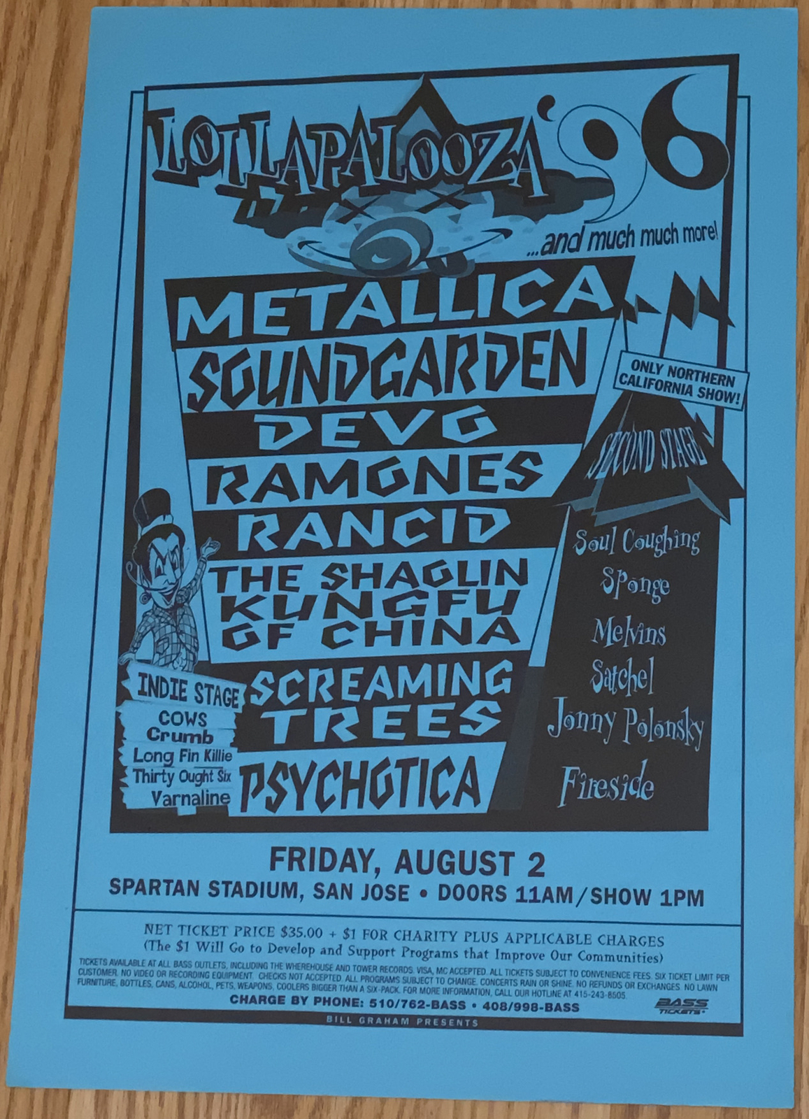 Metallica Soundgarden Devo Ramones Lollapalooza 1996 Original Concert Poster