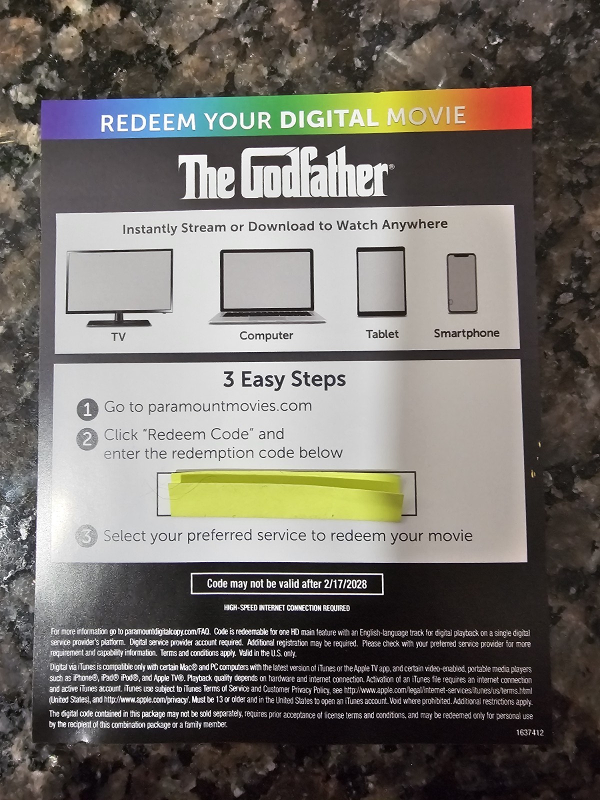The Godfather 4K UHD Digital Copy Code