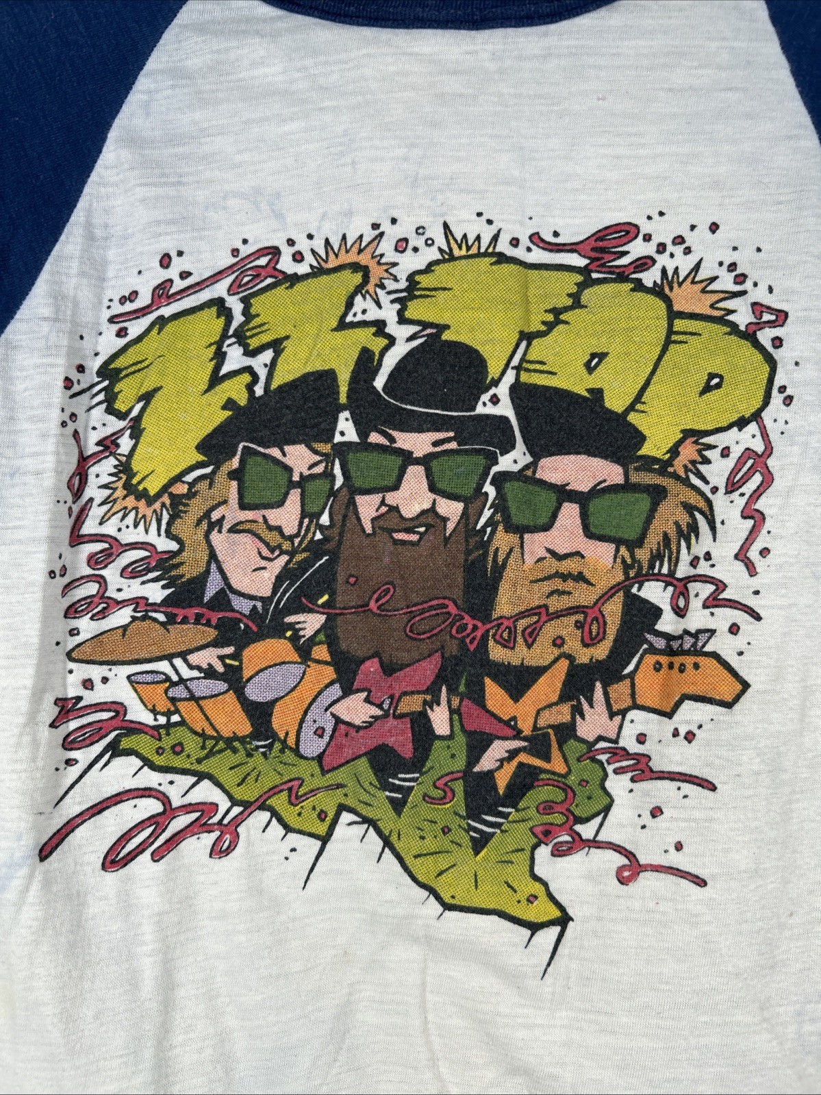 Vintage ZZ TOP Raglan Baseball Tee No Tag Concert T-Shirt