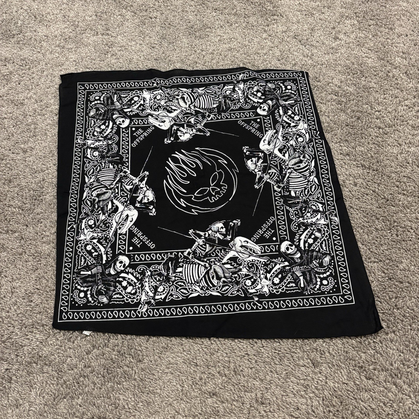 The Offspring rock Band 100% Cotton Bandana Skeletons Black Skull NEW OFF CENTER