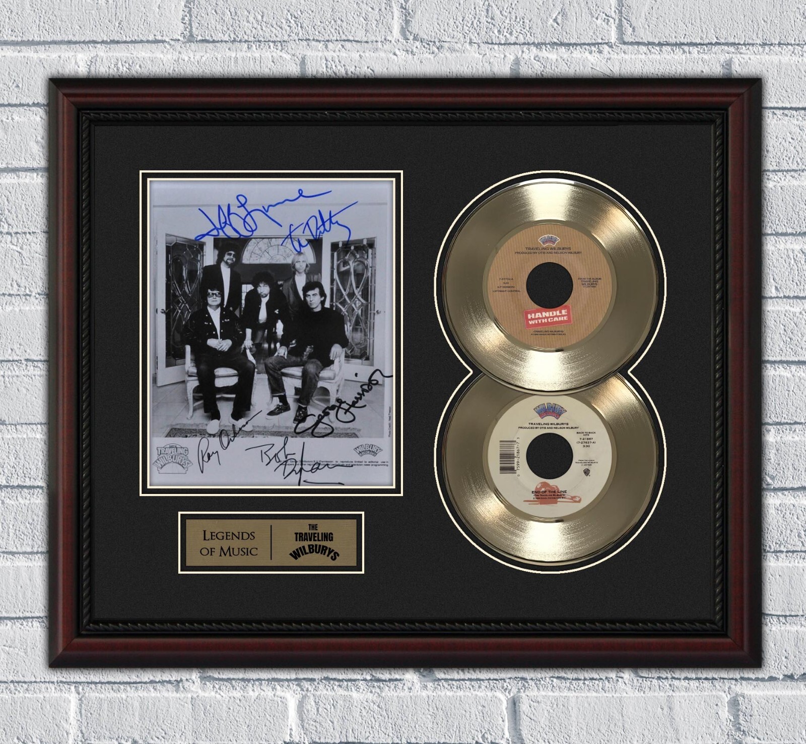 Travelling Wibury Framed Gold or Platinum 45 Record w/ Reproduction Signatures