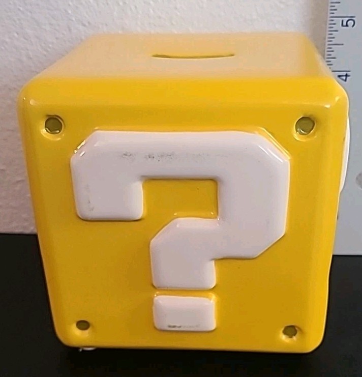 Nintendo Super Mario Bros Question Mark Yellow Ceramic Bank Pyramid America