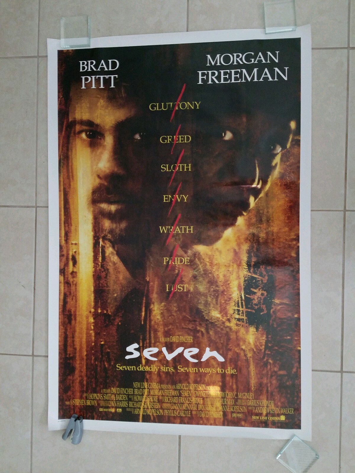Seven movie poster (b) – Brad Pitt, Morgan Freeman, David Fincher – Original