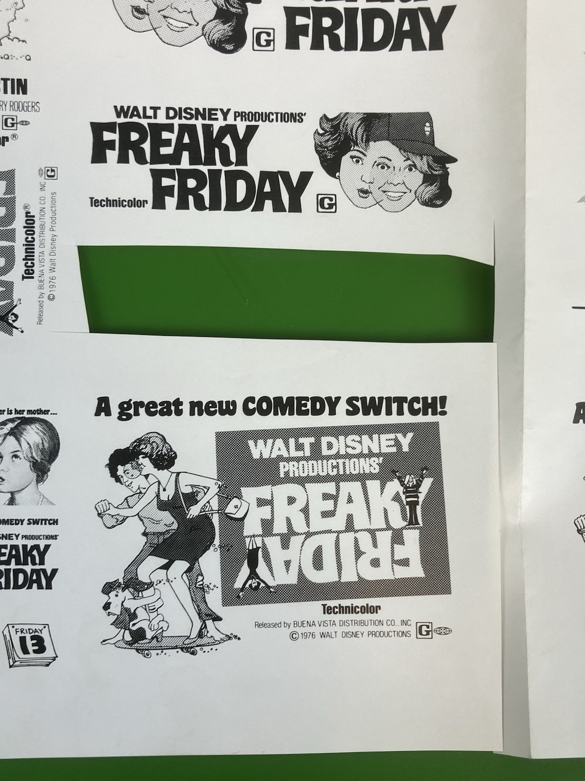 FREAKY FRIDAY Movie Mini Ad Sheet Vintage Promo Advertising Clip Art DISNEY CUT