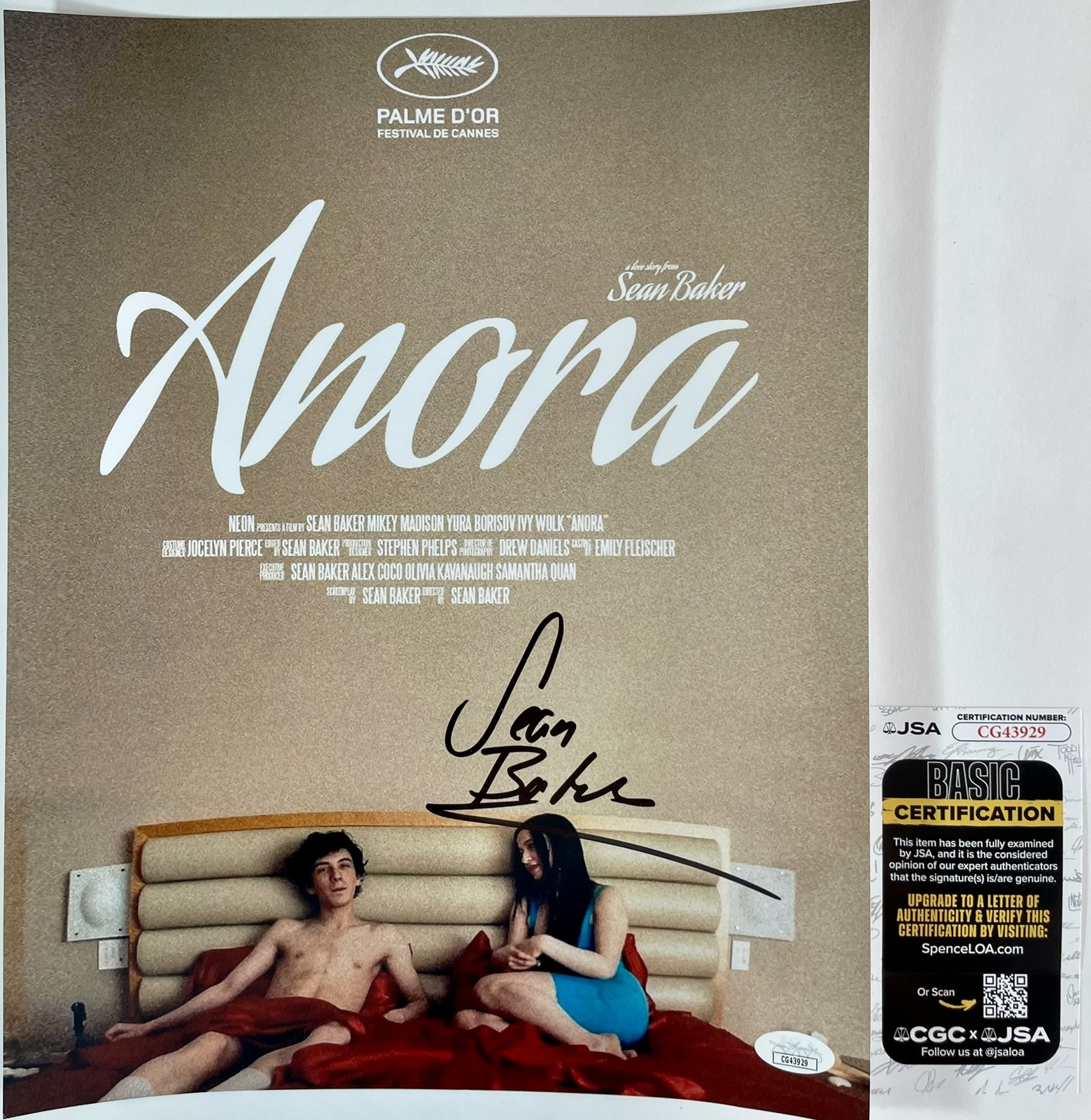 Writer & Director Sean Baker Signed Anora 11×14 Photo Authentic Autograph JSA…