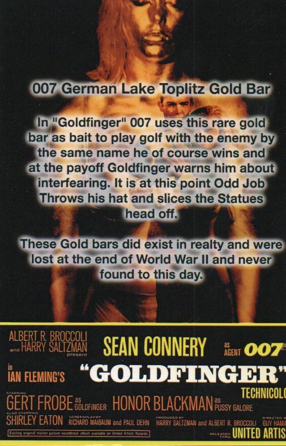 007 James Bond, Goldfinger, Prop Replica, Lake Toplitz German Gold Bar Metal