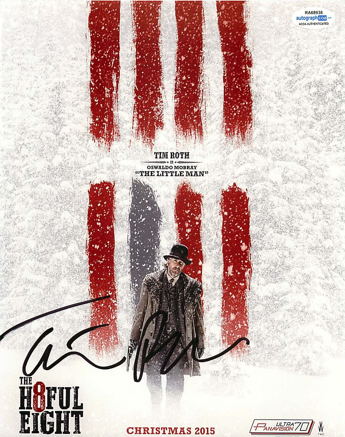 Tim Roth Signed ‘Hateful Eight’ 8×10 Character Poster Photo PROOF ACOA