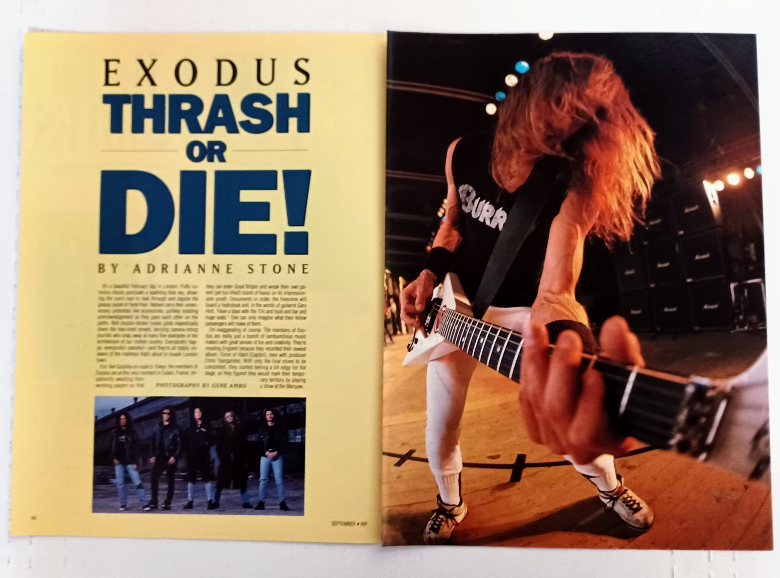 EXODUS THRASH OR DIE 4-PAGE 1992 MAGAZINE ARTICLE & 8X11 POSTER PINUP CLIPPING