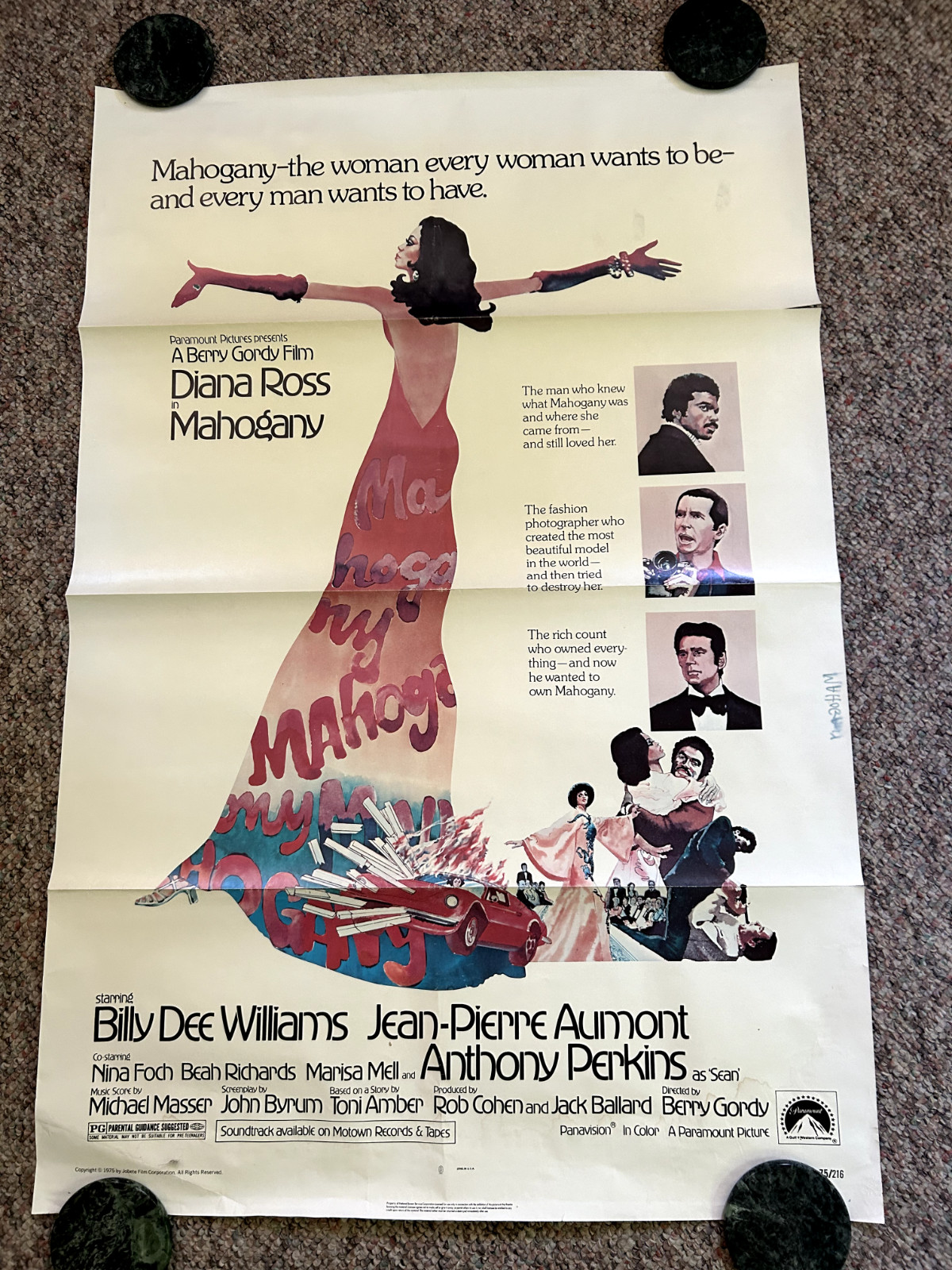 MAHOGANY One sheet US Movie Poster Diana Ross Film 27×41″ 1975, Single Sided.