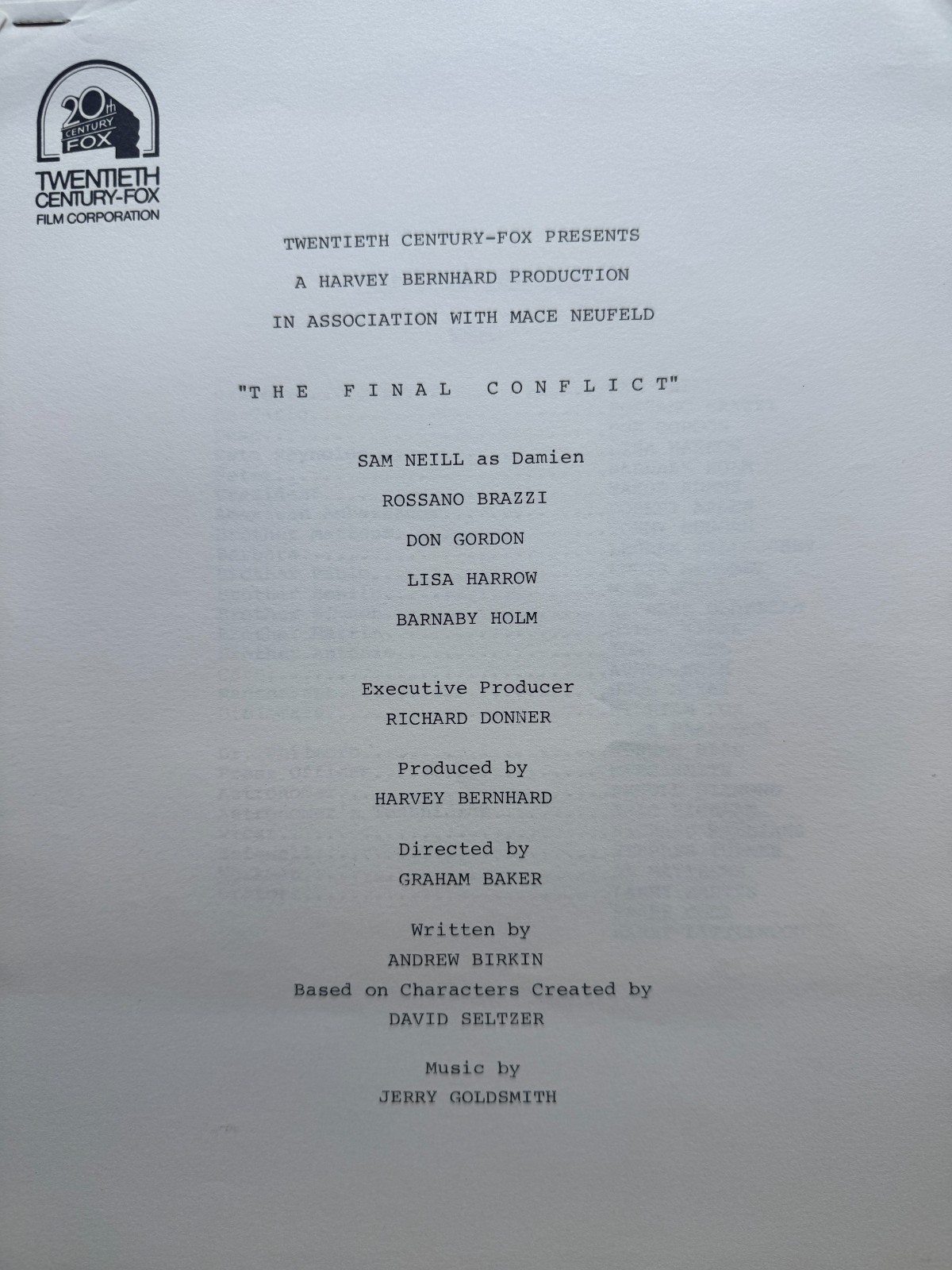 1981 THE FINAL CONFLICT Press Kit Sam Neill Omen Trilogy – 11 Stills